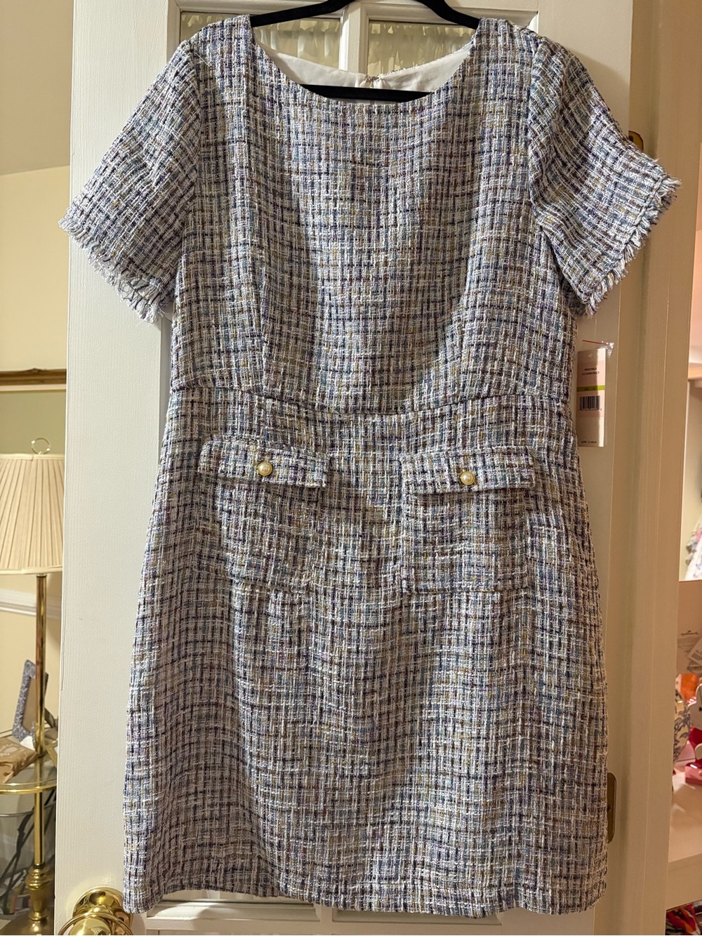 NWT Nanette Nanette Lepore Tweed Shift Dress in Light Blue & Cream